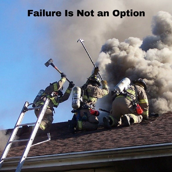 firefighters venting a roof. failure is not an option for this task.